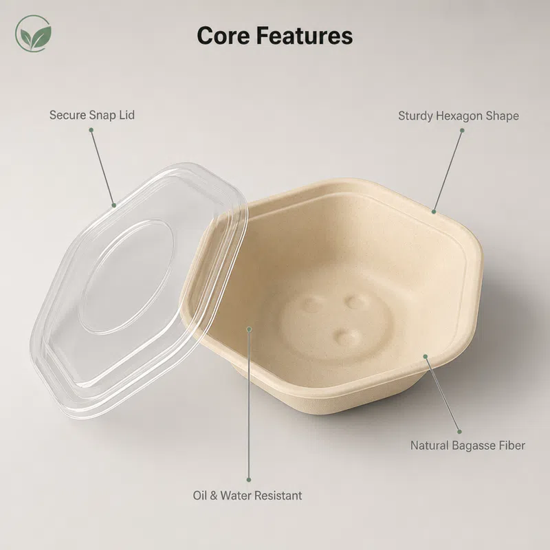 Hexagone écologique en bagasse de canne à sucre