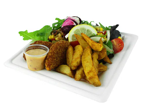 Assiette carrée en fibre de pulpe