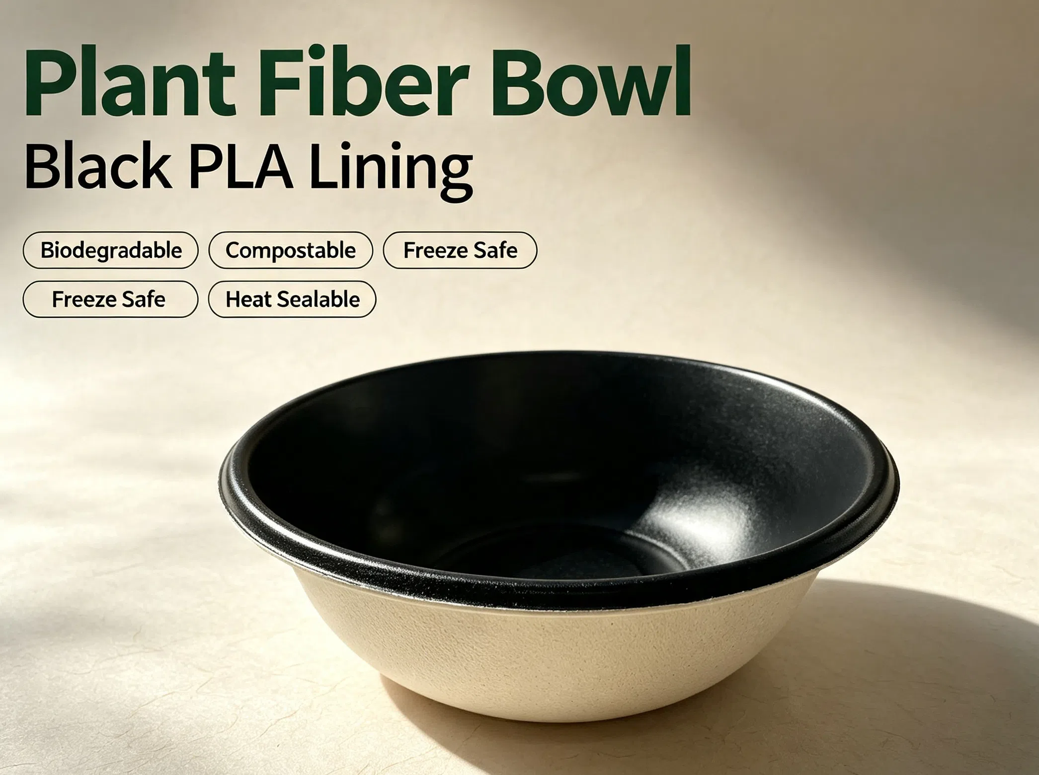Tigela de fibra vegetal com revestimento de PLA 850ml