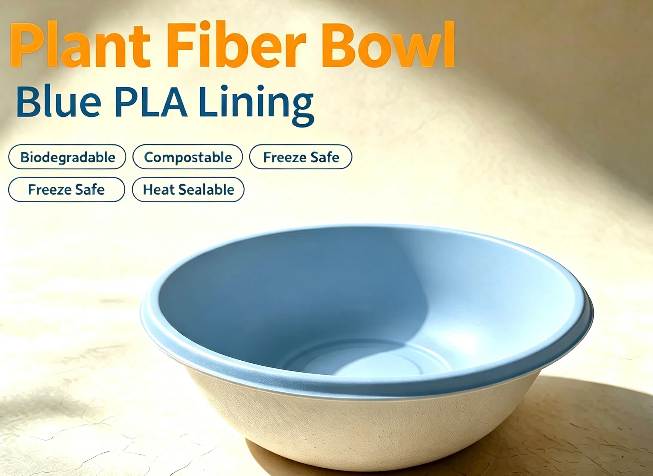 Tigela de fibra vegetal com revestimento de PLA 850ml